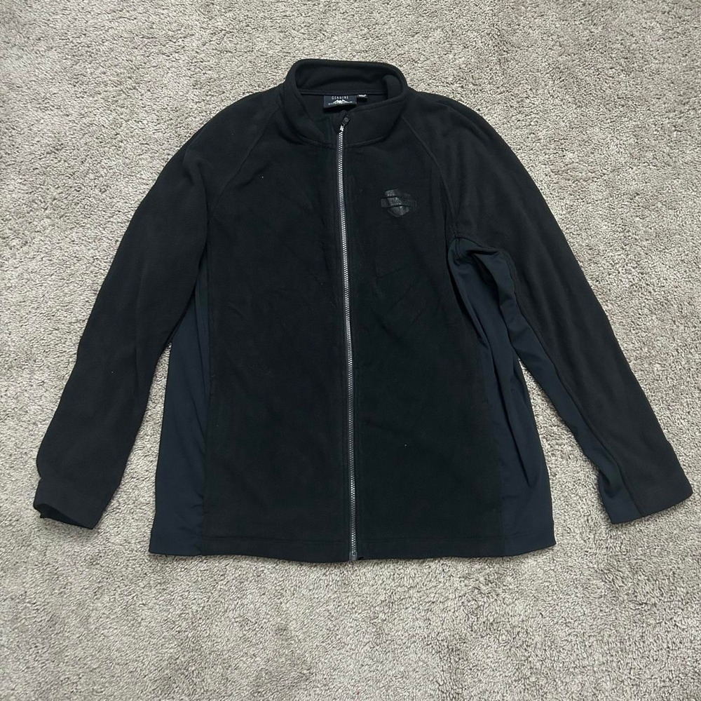 Harley-Davidson Genuine Motorclothes Black Fleece Zip-Up Jacket Mens 2XL XL